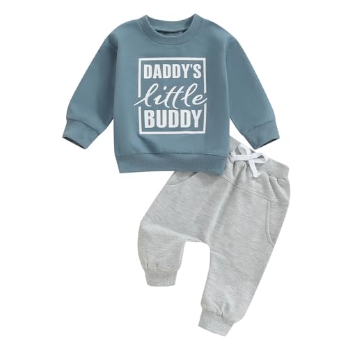 Image of FOCUSNORM Toddler Baby Boy Fall Outfit Mama's Boy Letter Embroidery Sweatshirt Top Elastic Pants Set Cute 2pcs Winter Clothes