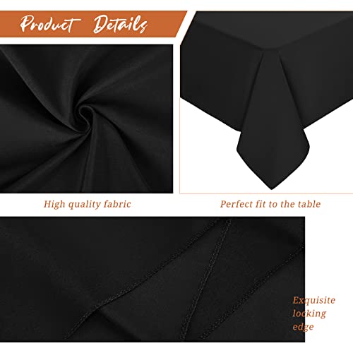 2 Pack Rectangle Tablecloth,60 x 126 inch Black Tablecloth Polyester Table Cloth for 8 Ft Rectangle Tables,Stain and Wrinkle Resistant Washable Fabric Table Covers for Wedding,Restaurant,Party,Banquet - Thumbnail 7