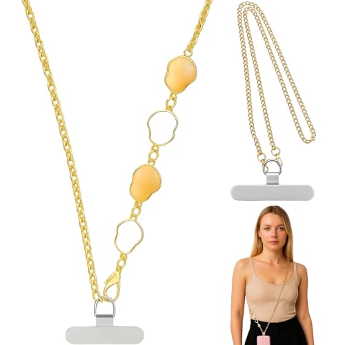 CJAPGJW Handykette Gold, 2 Stück Handykette, Verstellbares Schlüsselband Mit Handschlaufe, Universal Handyband Für Smartphones, Ideal Für Outdoor-Aktivitäten Und Täglichen Gebrauch