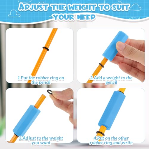 Humyoun 6 Pcs Pencil Weights 1.59 oz Colorful Silicone Handwriting Aid Kit for Children Writing Weighted Pencil Holder Tool for Kids Handwriting Learning(Blues & Brights) by Humyoun - Image 4