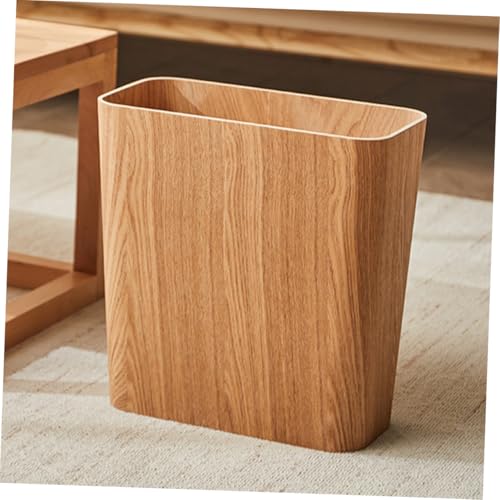 Caneca de basura rectangular de madera Caqui miniatura 4
