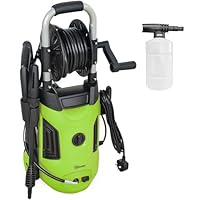 Outsunny 1800W High Pressure Washer, 150 Bar Pressure, 420 L/h Flow, Portable Power Washer Jet Wash Cleaner with Adjustable Nozzle, 6M Hose, Hose Reel, Steel Handle for Home Patio Car Driveway, Green