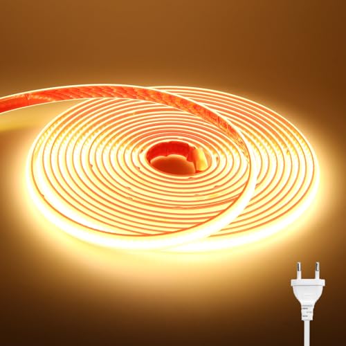 Wisada 220V COB Tira LED[0.5M,Blanco Cálido 3000-3500K],288 LEDs/m Cortable Silicona FCOB LED Rope Light CRI90+,Estanco Flexible,Navidad,Fiesta,Boda,Halloween Hogar/Tienda Decoración Iluminación