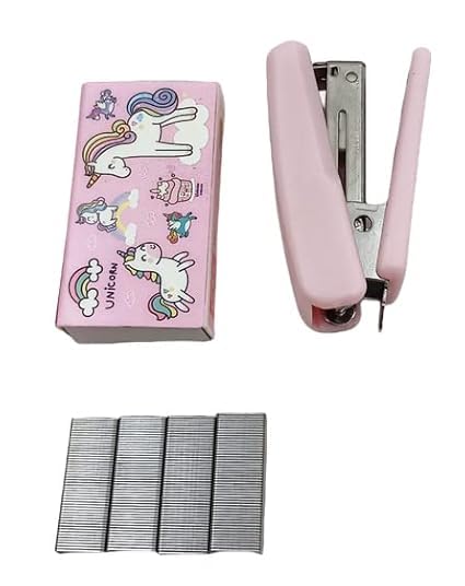 Image of Eclet Mini Stapler Set with Refill Pins, Portable Purple Stationery Kit for Kids, Compact Desktop Stapler for School Office Homework Paper Binding Use