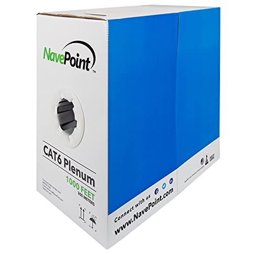 NavePoint Cat6 Plenum Jacket, 1000ft, Blanco, Cable Ethernet Bulk miniatura 1
