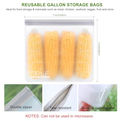 Splf FR-STICKERS-29H-1934 6 Pack Reusable Gallon Freezer Bags Dishwasher Safe, Bpa Free Reusable Food Storage Bags, Extra Thick Leakproof Silicone And Plastic Free For Marinate Meats thumb #2
