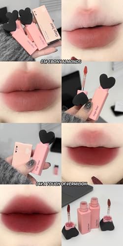 Image of Gege Bear Dreamy Sweet Velvet Lip Glaze | Brown Nude, Baby Pink & Blood Red Shades | Best Lipstick Brand for Women | 6 Cute Shades Makeup for All (01# French Naked Tea, 2.5g)