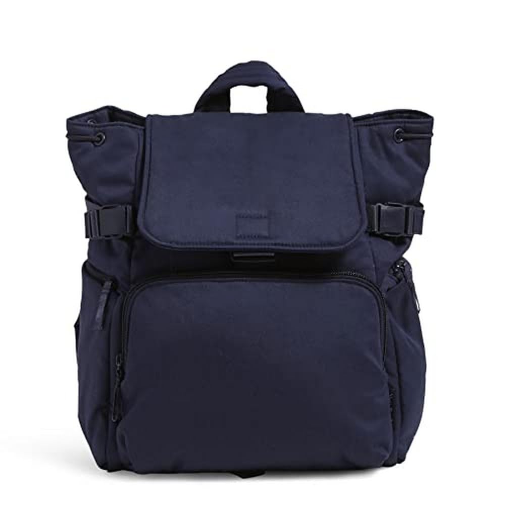 Vera Bradley Women's Utility Backpack Bookbag, Classic Navy-Recycled Cotton, One Size