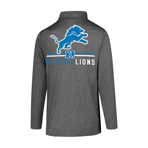 Ultra Game NFL Men's Super Soft Quarter Zip Long Sleeve T-Shirt, Detroit Lions, Heather Charcoal, XX-Large - Image 3