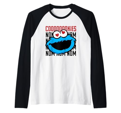 Maillot Cookie Monster Sesame Street tee-shirt raglan de baseball look vintage