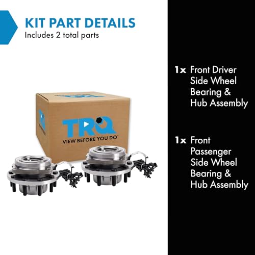 Image of TRQ Front Left and Right Wheel Bearing and Hub Assembly Set 2 Piece Compatible with 2017-2019 Ford F-450 Super Duty 4WD 2017-2019 F-550 Super Duty 4WD