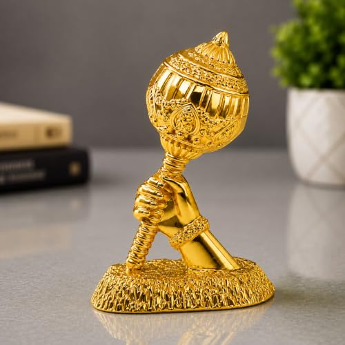Image of Metal Hanuman Gada for Car Dashboard | Bajrangbali Gada Showpiece for Home Temple, Office Desk & Car, Housewarming Gift | Gift for him | 3.1 Inches | Dual Tape Included (Gold)