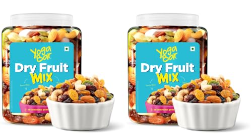 Image of Yogabar The Dry Fruit Mix, 850g (Contains Cranberries 20% Alomds 12%, Cashews 9%, Black & Green Raisins, Pumpkin seeds,Pistachios,Blueberries) (Pack of 2)