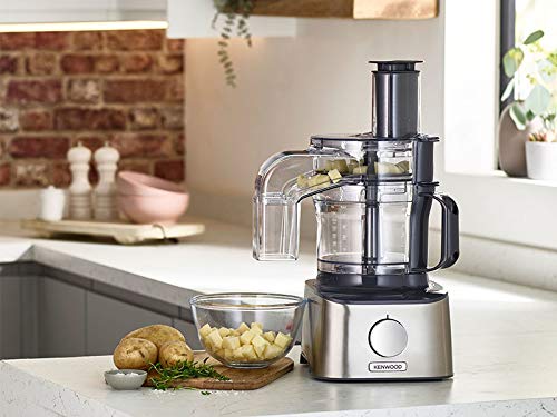 Kenwood Electrodomésticos Multipro Compact FDM304SS, Robot de cocina, potente recipiente de trabajo de 2,1 l, accesorio de mezcla acrílico, cortador de cubos, carcasa de metal, 800 W, color plateado