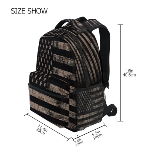 Sac à dos rétro drapeau américain vintage avec étiquette de nom