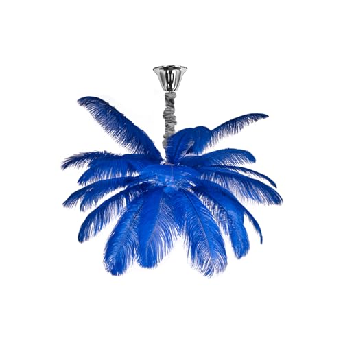 Image of Harold Electricals Modern Blue Ostrich Plumes Chandelier |Creative Feather Dulight Ceiling Pendant Light for Bedroom Living Room Dining Area Cafe Hotel Photography Prop -Bulb Included