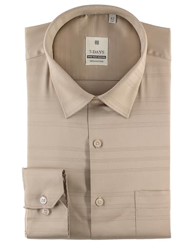 Image of 7-DAYS Men's Premium Formal Shirts - Regular Fit, Full Sleeve, 100% Pure Cotton, Self-Design, with Pocket - Stylish Office Shirts for Men