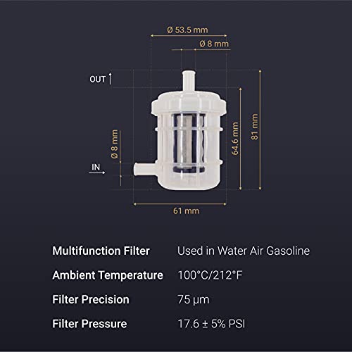 Ciaoyi Ym129052-55630 5/16 Diesel Inline Fuel Filter 75 Micron (1Pack) For Yanmar 129052-55630 Model Ea2400, Sa221, Sc2400, Sc2450 Engine 3Tne78A-Rny, 3Tne82A-Rbs, 3Tne82A-Rny #TOP2