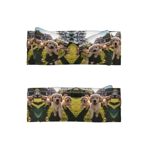 Golden Retriever Puppies Pattern Baby Bow Headband - Super Stretchy Soft Bows Hair Accessories for Newborn Infant Toddlers Kids Girls - Elastic and Skin-Friendly2