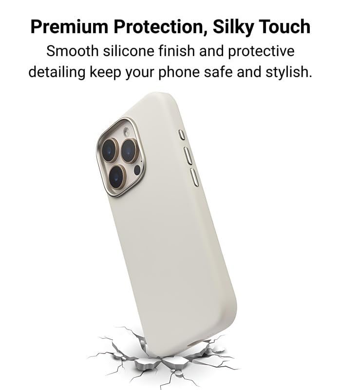 Image of Liquid Silicone Series Case for iPhone 16 Pro Max Compatible with Wireless Charging | Soft Touch Anti-Fingerprint Finish | Shockproof Slim Protective Back Cover | White Edition