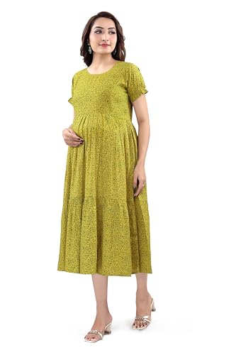 Image of B2F Women's Flared Anarkali Maternity Dress, Feeding Kurti with Concealed Zip for Pre & Post Pregnancy