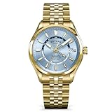 Rotary Seamatic - Orologio da uomo in acciaio INOX placcato oro, 100 GMT 100 m