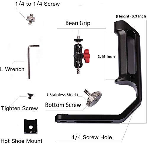 Df Digitalfoto Universal L Bracket Handle Gimbal Accessories,Mounting Monitor/Microphone With Bean Grip Compatible With Dji Ronin S/Sc,Rs2/Rsc2/Zhiyun Crane V2/M/2,Moza Air 2,Feiyutech Ak2000/4000 Etc #TOP3