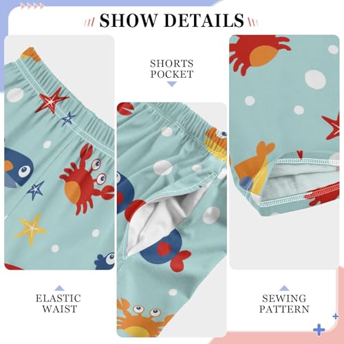 ZZXXB Sea Fish Crab Boys Long Pants Soft Trousers Elastic Waist Kids Lounge Bottoms with Pockets S-XL4