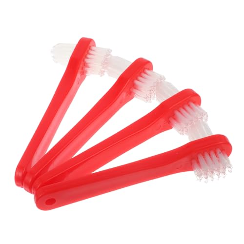 FIXOSHEE 4 pièces Brosses à Dents pour Dentier Double-face Ergonomiques et Durables Brosses de Nettoyage Portables pour Prothèses Dentaires Adultes