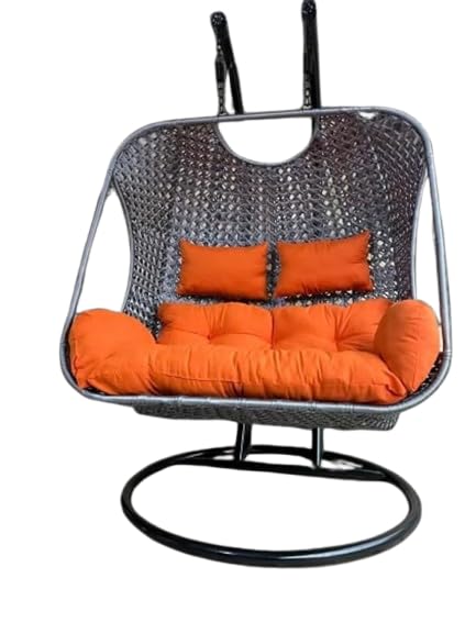 Image of Outdoor Furniture Double Seater Swing, Beautiful Swing with Stand (Orange-1)