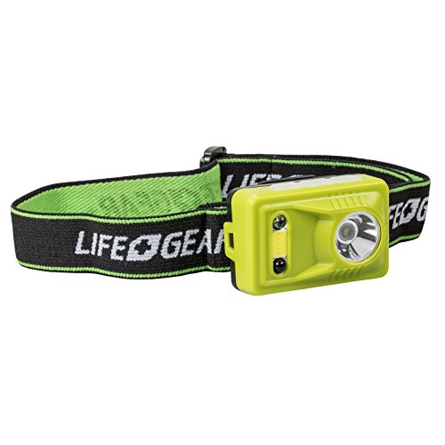 Life Gear USB Rechargeable Hands Free Motion Sensor Headlamp, Lime Green, 41-3911, Small