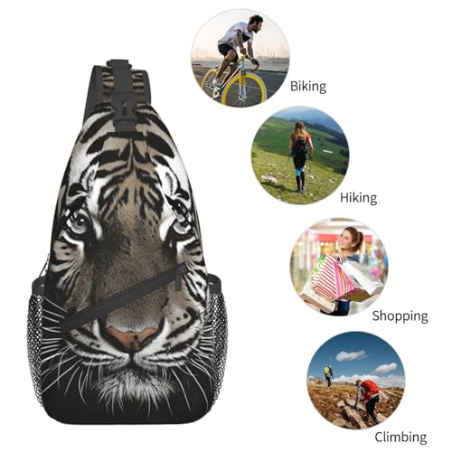 Mochila Pequeña Cruzada para Senderismo Negra con Tigre miniatura 6