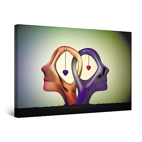 Startonight Quadro su Tela Amore e Unità - Grandi Quadri Moderni Astratti - Stampe Grande per Soggiorno Stampe Incorniciate 80x120 cm, Decorazione Parete, Idea Regalo Elegante Luminoso al Buio