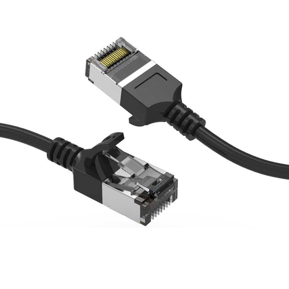 Cat8 Slim Ethernet Cable U/FTP 0.5 ft Black - RJ45 Computer LAN 30AWG Cat8 Cable, Cat8 Patch Cable, Network Cable, Cat 8 Cable, Internet Cable, 40Gbps, 2000MHz - 0.5 Feet