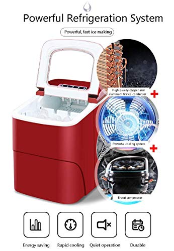 Máquina automática de hielo 15kg en 24h 220v roja miniatura 4