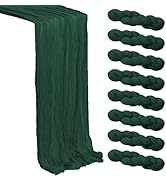 Emerald Green Cheesecloth Table Runner 8 Pack, 21x120 Inch Spring Easter Gauze Table Runner - Rus...