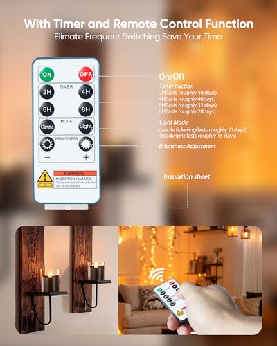 Image of Homemory 12Pack 400+Hour Remote Control Flameless Candles, 2 /4 /6 /8H Timer Led Votive Candles, Battery Operated Tea Lights for Wedding Table Centerpiece, Holidays, Halloween Pumpkins-Black Base