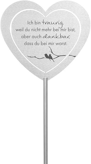 Dolorino Grabstecker Aus Edelstahl - Herz Mit Spruch 'Danke Für Die Schöne Zeit'