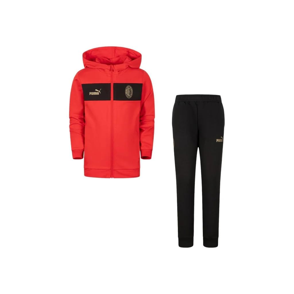 PUMA tuta intera ACM MiLAN Cotone Garzato Fan suit 2024 25 Cotone Capuccio (IT, Testo, L, Regular, Regular, 2, Rosso)