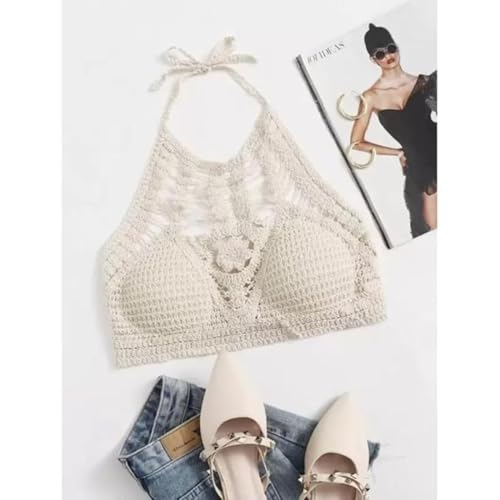 Image of NAIADES Women's Handmade Crochet Crop Top, Sleeveless Top for Women,Comfortable Fit