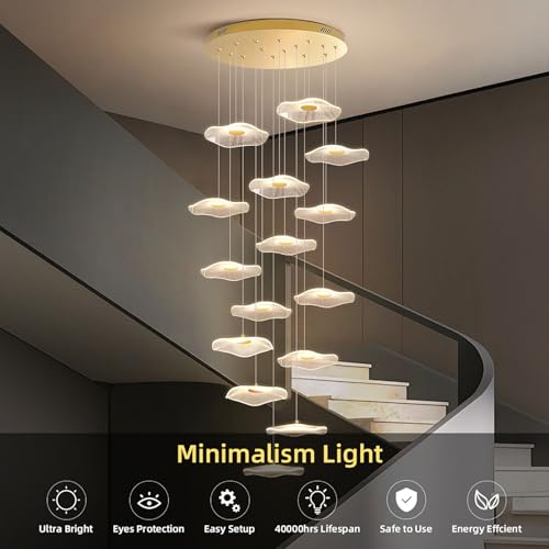 Plafonnier LED d'escalier doré MOCHAMIK à intensité variable avec télécommande