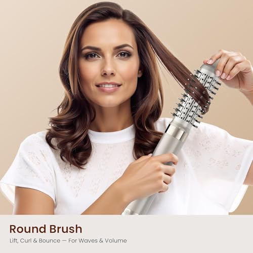 Image of MESCOMB 5 in 1 Hot Air Styler, Hair Dryer Brush with Auto-Wrap Curlers, 110,000 RPM Ionic Blow Dryer Brush & Volumizer for Soft Curls, Bouncy Blowouts, Smoothing and Frizz Control | 110,000 RPM High-Speed,Negative Ionic,Auto-Wrap Curlers,Fast Drying,Soft Curls, Bouncy Blowouts, Smoothing and Frizz Control