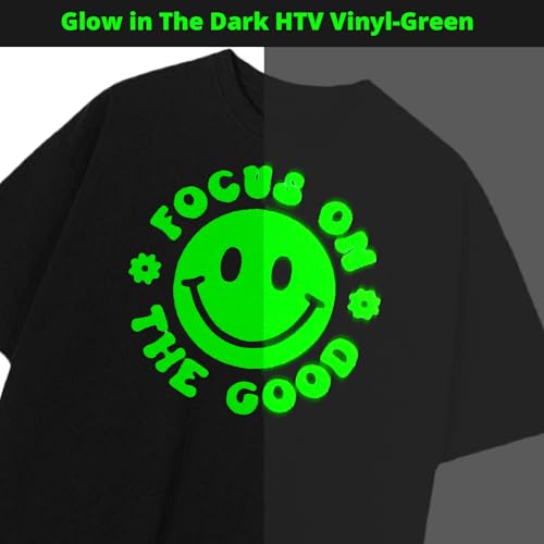 Image of HTVRONT 3D Puff Vinyl Heat Transfer - 10 inch x 6ft Glow in The Dark HTV Vinyl for T Shirts, Luminous Green Heat Transfer Vinyl Compatible with Cricut Cutting Machine (Luminous Green)