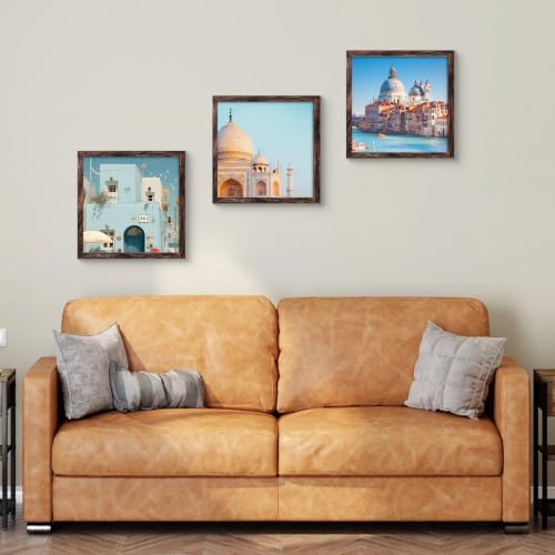 Image of BESCRCL 12x12 Picture Frame Wall Hanging, Engineered Wood Photo Frames for 30 x 30cm Diamond Art Painting, Brown, 1 Pack