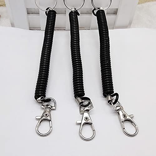 Miniatura 2 de Guqqeuc Llavero retráctil en espiral de bobina de resorte, llaveros de bobina de muñeca, pulsera elástica antipérdida, llavero de seguridad con