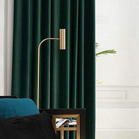 MYRU Dark Green Velvet Blackout Curtains Cover