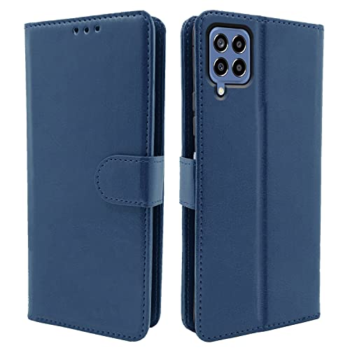 Pikkme Samsung Galaxy M33 5G Flip Cover | PU Leather Finish | 360 Protection | Wallet & Stand | Strong Magnetic Flip Case for Samsung Galaxy M33 5G (Blue)- Best and cheap mobile covers in India