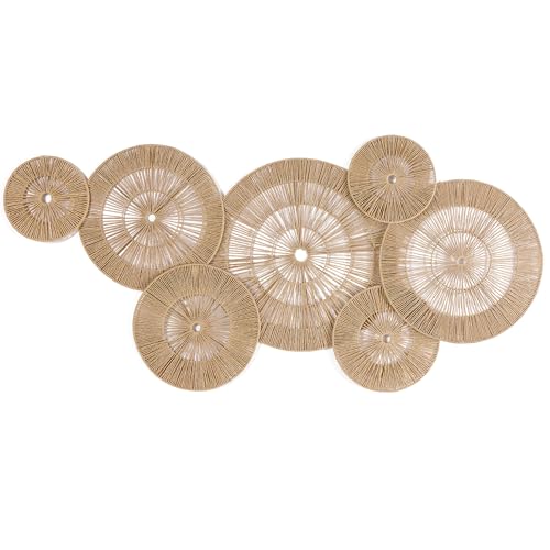 Mokof 7 Pack Handwoven Boho Baskets Wall Decor | Brown | 7- 17 Diameter