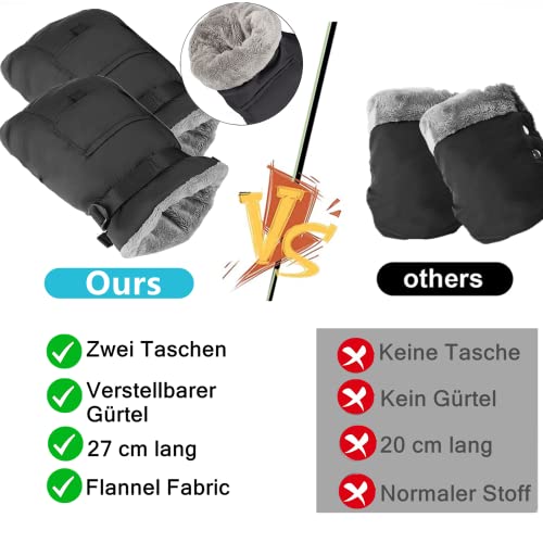 Kinderwagen Handwärmer, Kinderwagen Handschuhe mit Fleece Innenseite,Kinderwagenmuff Atmungsaktiv Wasserfest Winddicht für Kinderwagen Buggy Radanhänger