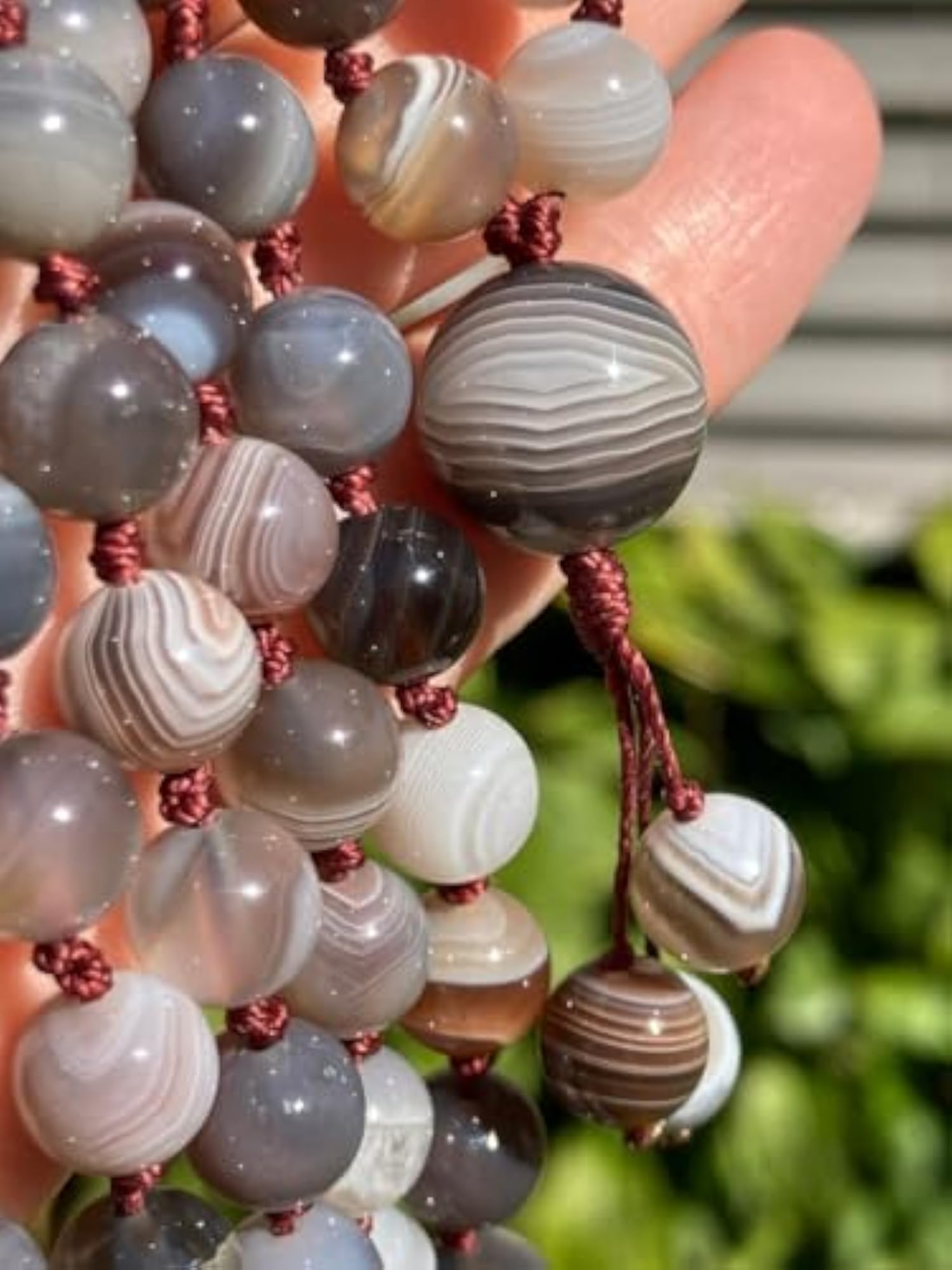 Natural Botswana Agate 6MM Beaded Handmade Prayer Mala Necklace